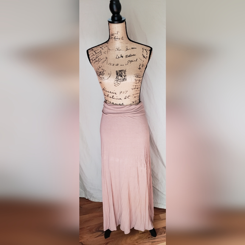 Free to Live Tan High Waist Maxi Skirt